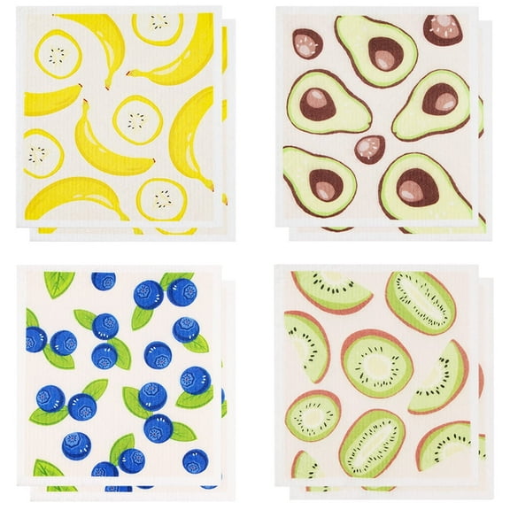 RYLZX Swedish Dishcloths for Kitchen, 8 Pack Reusable Paper Towels with Clips, Non-Scratch Swedish Kitchen Towels, Super Absorbent Cellulose Sponge Cloths, Dishwasher Safe, No Odor