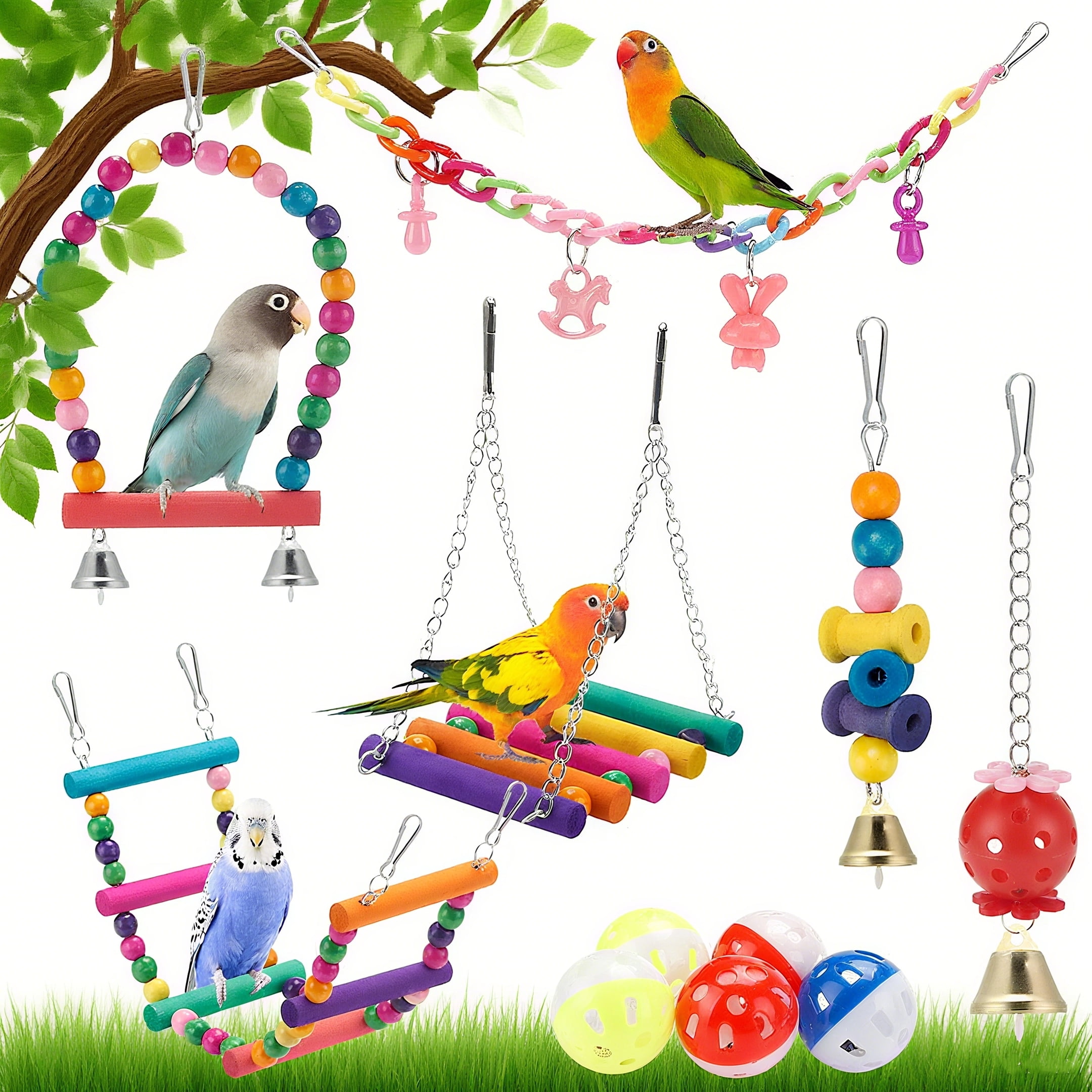 コーン RYLZX Swing Hanging Standing Chewing Toy Hammock Climbing Ladder