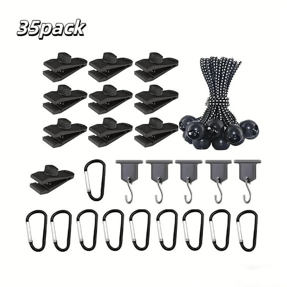 RYLZX Tarp Clips Heavy Duty Lock Grip, 35 Pack Tarp Clamps Heavy Duty, Shark Tent Fastener Clips Holder, Bungee Cords & Carabiners,RV Awning Hooks,Pool Awning Cover Bungee Cord Clip, Car Cover Clamp