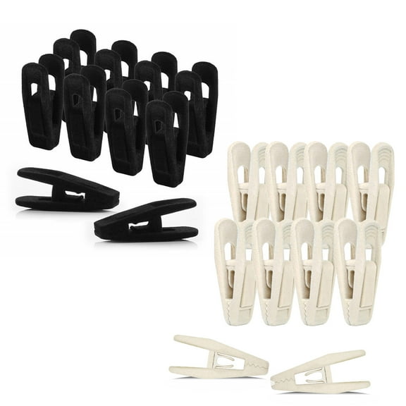 RYLZX Velvet Hanger Clips for Velvet Hangers - 20 PCS Beige and black Non-Slip Velvet Clip for Skirt Hanger, Strong Flocking Clips Fit for Ivory Velvet Hangers