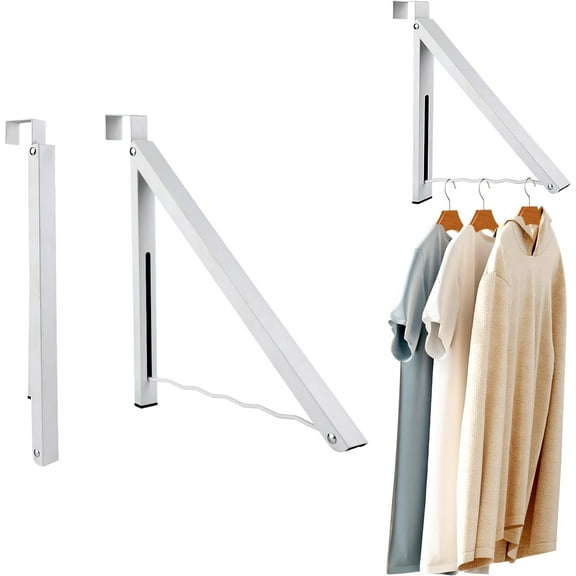 RYLZX White Over The Door Hanger Organizer Drying Rack Collapsible Retractable Clothes Drying Rack Space Saver for Hanging Clothes Towels Bathrooms