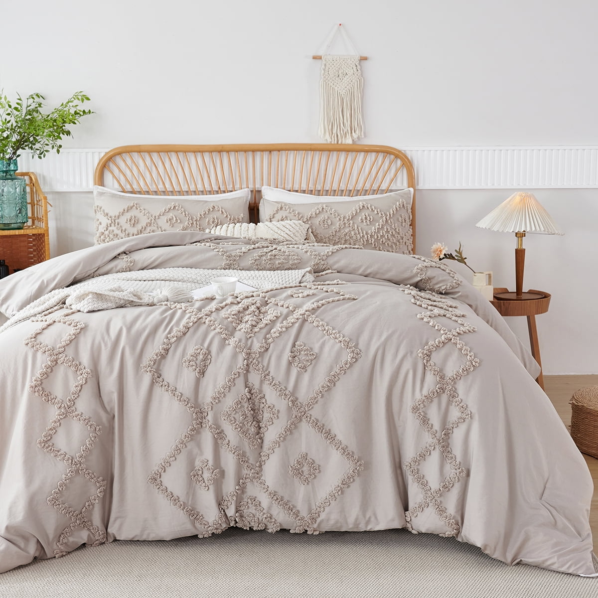 Free Shipping! RYNGHIPY 3 Pcs Tufted Comforter Set Queen Size Gray