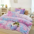 thumbnail image 1 of RYNGHIPY 3PCS King Size Comforter Set Blue Purple Women Faux Rabbit Fur Bedding Set Tie-Dyeing Bedding Comforter Sets Fluffy Plush Bed Comforter Set, 1 of 8