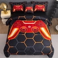 thumbnail image 1 of RYNGHIPY 6Pcs Orange Boys Gamer Comforter Set Full Size Bed in a Bag Honeycomb Game Button Bed Set with Sheets Set Kids Teens Men Gamepad Bedding Set Soft Microfiber Quilt Set (Full, Orange), 1 of 7