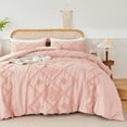 thumbnail image 1 of RYNGHIPY Blush 3 Pcs Tufted Comforter Set Full Pink Jacquard Bedding Set for Girls Women Boho Shabby Chic Comforter Set with Pillowcases (Full, Pink), 1 of 9