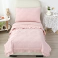 RYNGHIPY Boho Light Pink Toddler Comforter Set4 Pieces, Tufted Ruffle
