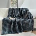 thumbnail image 1 of RYNGHIPY Bubble Oversized 79*90 Big Throw Blanket for Bed Couch Sofa Gray Raffle Faux Fur Plush Blanket for Home Decor Flannel Fleece Fuzzy Blanket-All Seasons (Grey, 79"*90"), 1 of 7