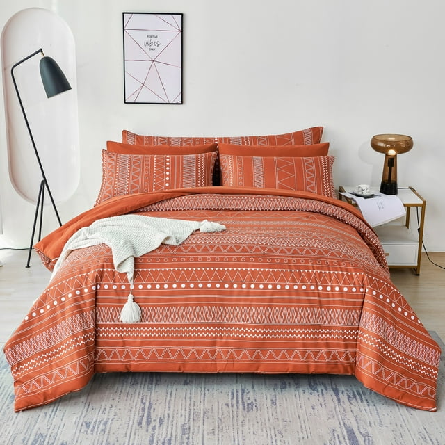 RYNGHIPY Bohemian Burnt Orange Comforter Set, Full Size, Lightweight