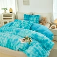 thumbnail image 1 of RYNGHIPY Fuzzy Comforter Set for Girls Queen 3pcs Faux Fur Bedding Set Tie Dye Teal Plush Bed Comforter Set Winter Bubble Bedding with Pi1lowcases, 1 of 8