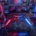 thumbnail image 1 of RYNGHIPY Game Boys Comforter Set Twin Size 6Pcs Bed in a Bag Gradient Red Blue Gamepad Bedding Set for Teens Men Girls 100% Lightweight Durable Microfiber Quilt Set (Red-Blue, Twin), 1 of 9