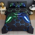 thumbnail image 1 of RYNGHIPY Gaming Bed in a Bag Full for Kids Teens 6Pcs Blue Green Comforter Set Soft Gamer Bed Bedding Sets for Boys Lightweight Bed Set (Green-Blue, Full), 1 of 9