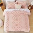 thumbnail image 1 of RYNGHIPY Jacquard Tufts Bedding Set Pink King 3 Pcs Farmhouse Style Geometric Solid Blush Comforter Set with Pillowcases Lightweight Microfiber (King, Pink), 1 of 9