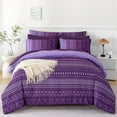 thumbnail image 1 of RYNGHIPY King Size Boho Bed in a Bag for Women 8Pcs Geometric Striped Purple Bedding Sets Lightweight Bed Comforter Set for All Seasons (Gradient Purple,King), 1 of 7