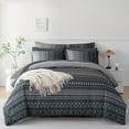 thumbnail image 1 of RYNGHIPY Queen Size Comforter Set for Men Women 8Pcs Black Grey Bed in a Bag Geometric Striped Bedding Comforter Set Microfiber Quilt Beddding Set (Black Grey,Queen), 1 of 7