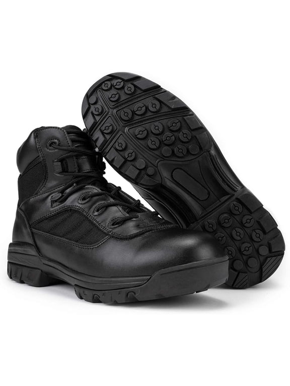 RYNO GEAR Mens Black Tactical Combat Boots with Coolmax Lining