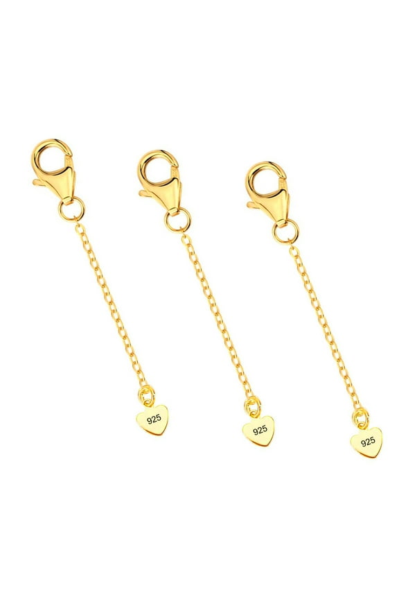 Extenders Chain Necklace 18K Yellow Gold Plated Sterling Silver Extension Chains for Jewelry Making, 2"