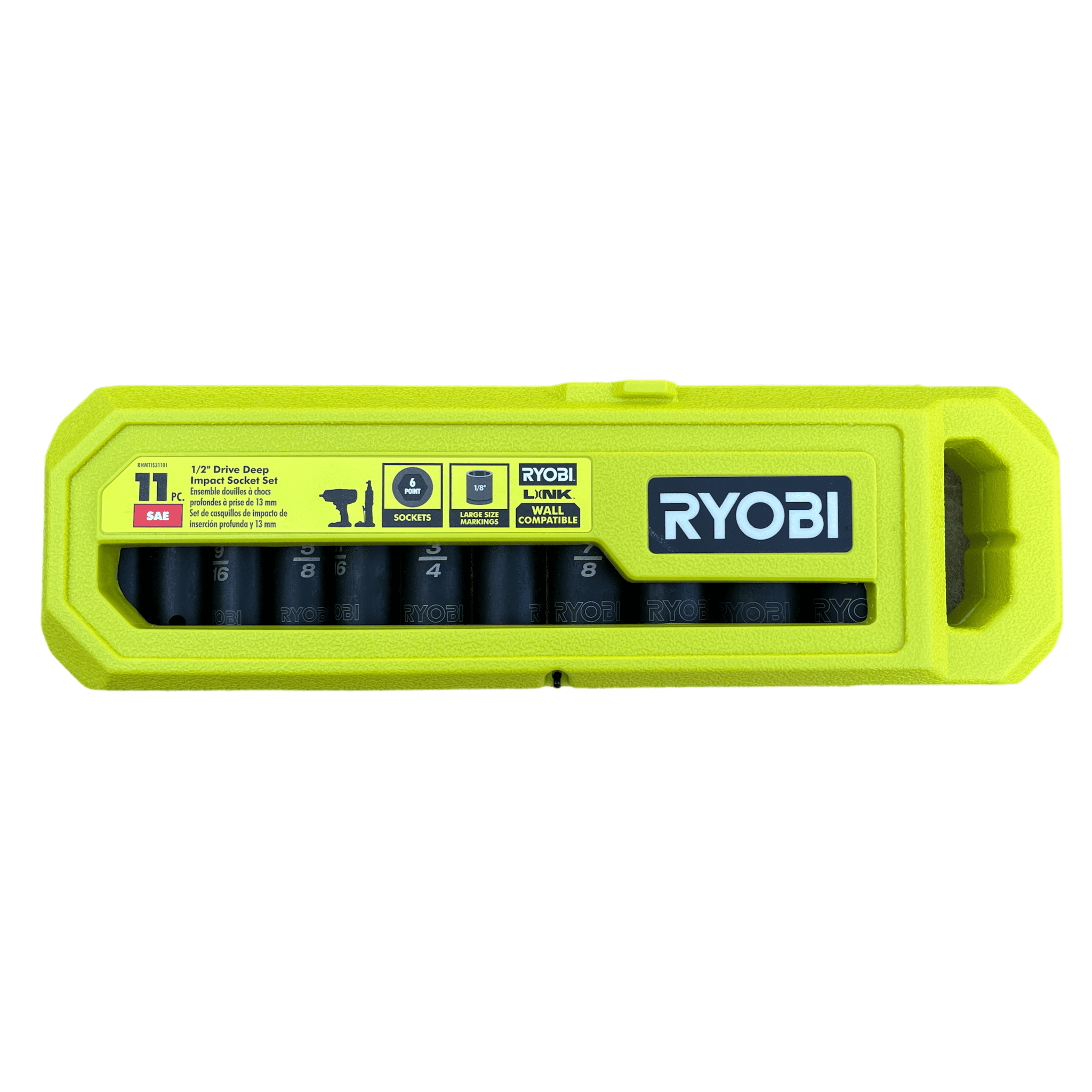 RYOBI 1/2" Drive SAE Deep Impact Socket Set (11Piece)