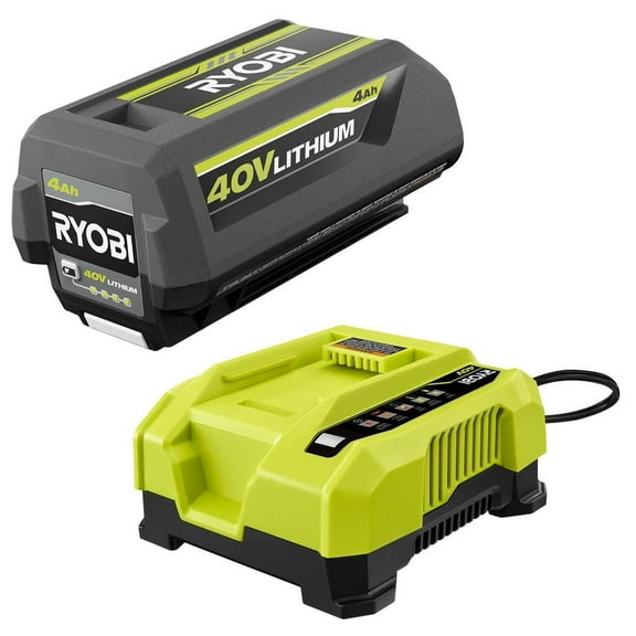 RYOBI 40V Lithium-Ion 4.0 Ah Battery and Rapid Charger