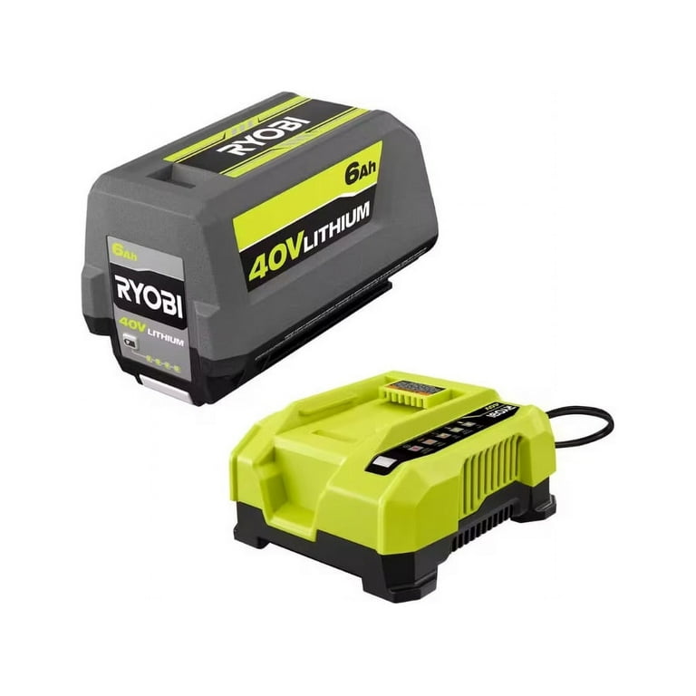RYOBI 40V Lithium Ion 6.0 Ah High Capacity Battery and Rapid Charger Kit Bulk Packaged Walmart