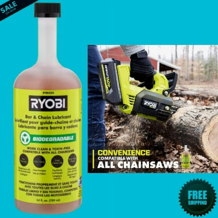 RYOBI Biodegradable Bar Chain Lubricant Eco Friendly Chainsaw Oil 24 oz Bottle