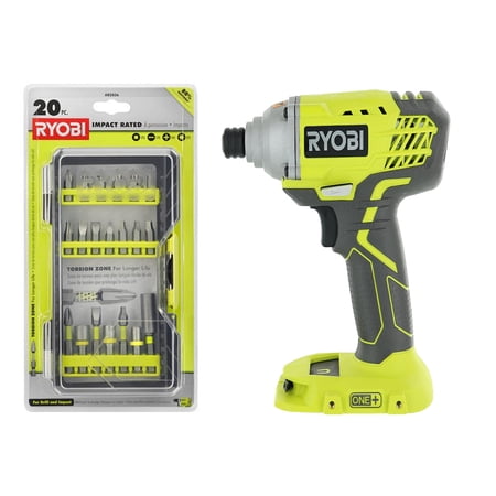 RYOBI ONE+, 18V, 1/4 in Impact Driver Kit Bundle Set, 20 Pieces Impact Rated Bits