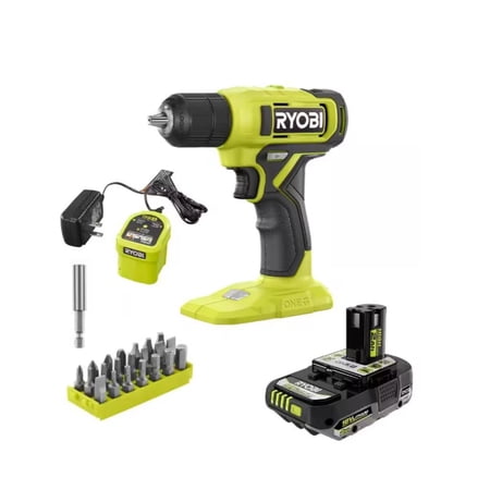 RYOBI ONE+ 18V Cordless 3/8 in. Drill/Driver Kit with (1) 2.0 Ah Battery, Charger & 28-Piece Screwdriving Driving Bit Set