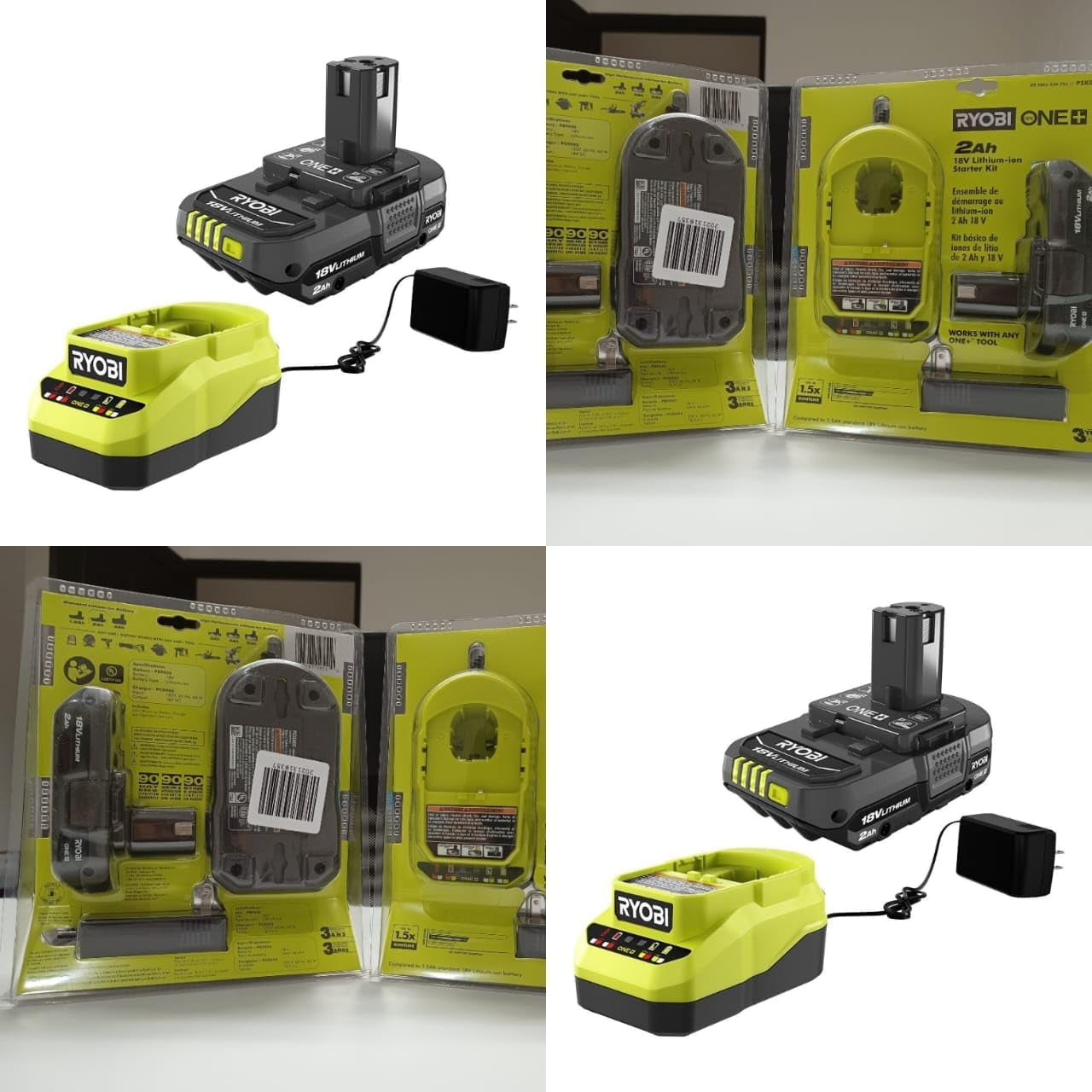 RYOBI ONE+ 18V Lithium-Ion 2.0 Ah Compact Battery and Charger Starter Kit 