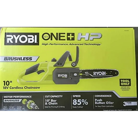RYOBI ONE+ HP 18V Brushless 10 in. Cordless Battery Chainsaw (Tool Only) P2502BTL 0