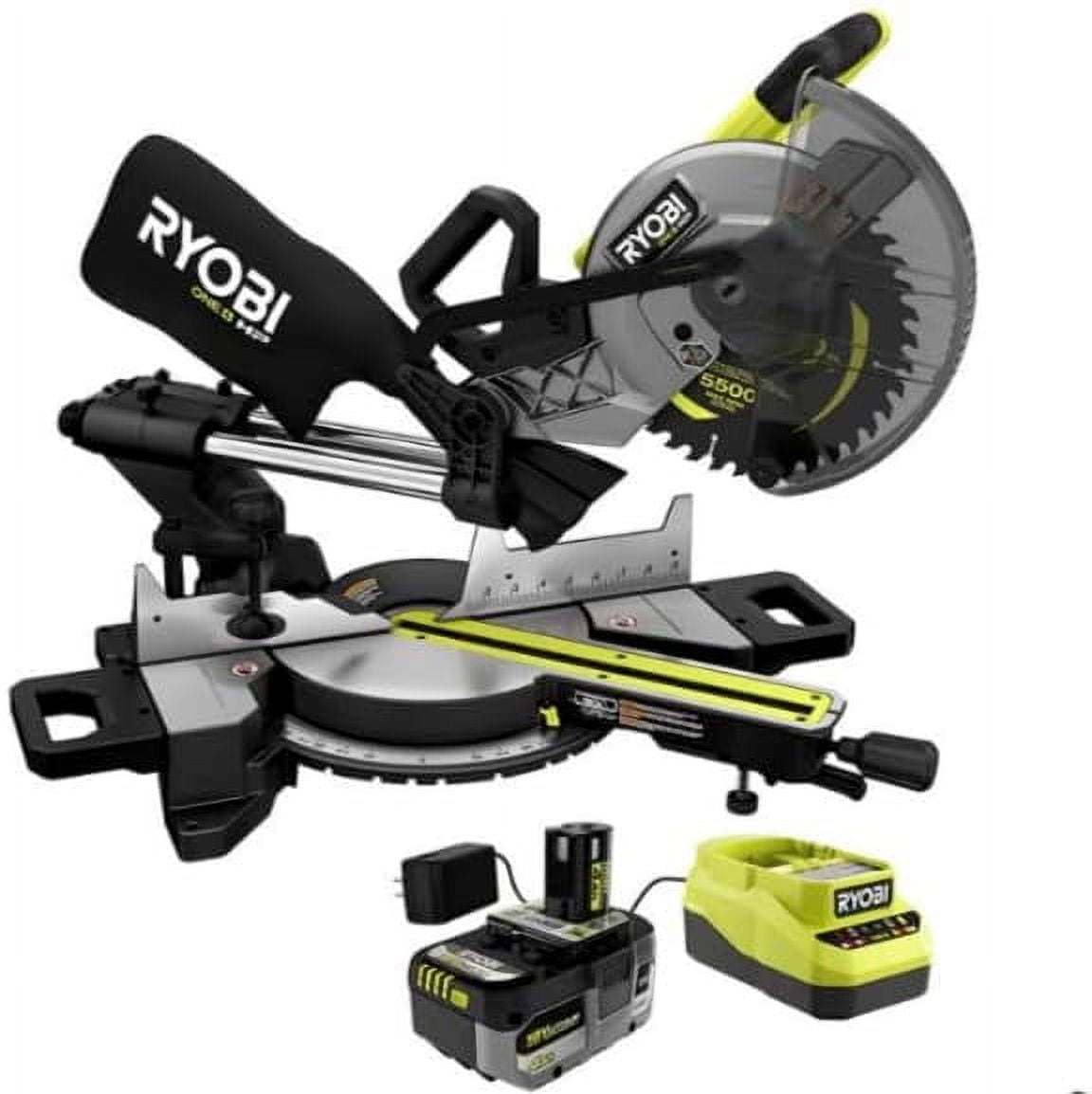 RYOBI ONE+ HP 18V Brushless Cordless 10 in. Sliding Compound Miter Saw Kit with 4.0 Ah HIGH PERFORMANCE Battery and Charger