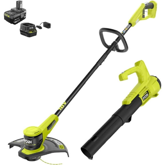 RYOBI (P20151) String Trimmer/Edger & Jet Fan Blower Combo W/ BATTERY & CHARGER