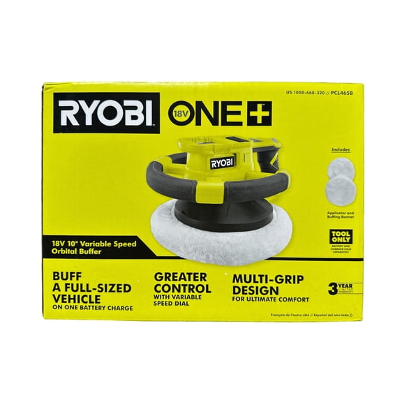 RYOBI PCL465B ONE+ 18V Cordless 10 in. Variable Speed Orbital Buffer, Car Polisher, Tool Only
