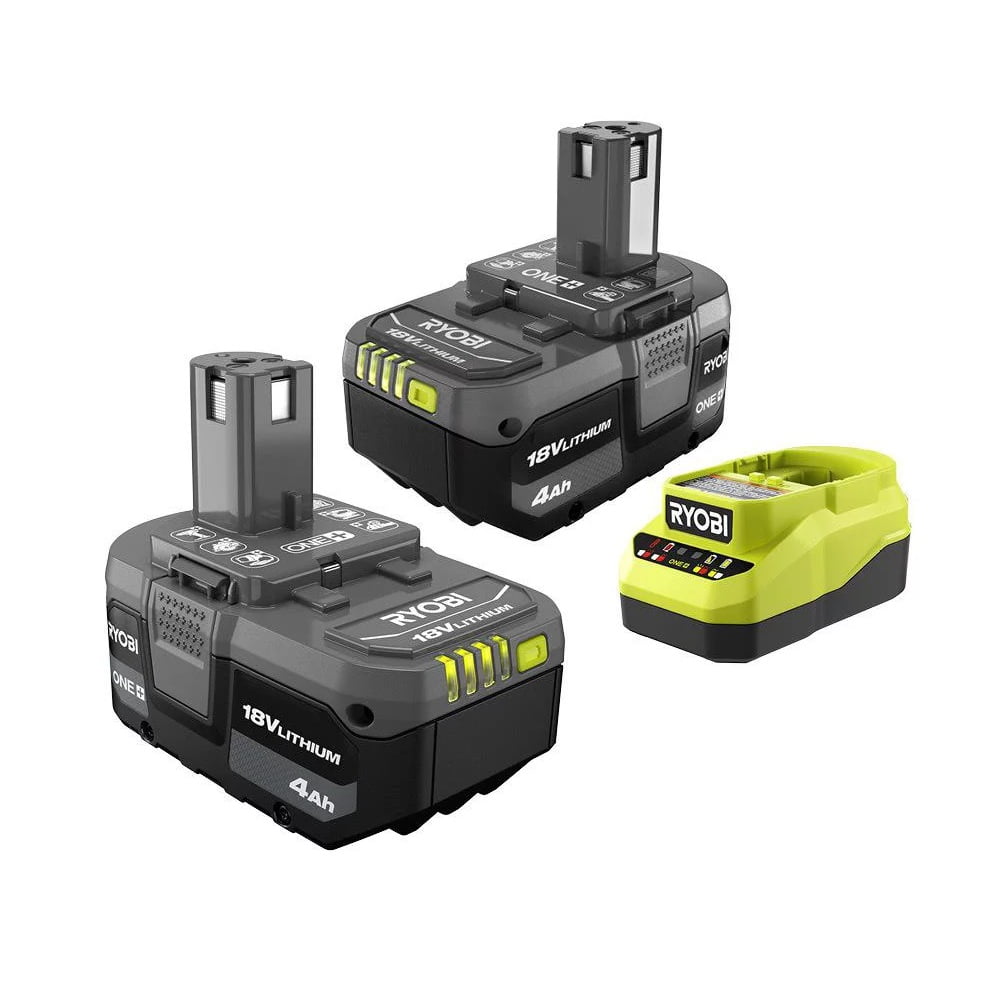 RYOBI PSK006 18V ONE+ Lithium-Ion 4.0 Ah Battery (2-Pack) and Charger Kit 