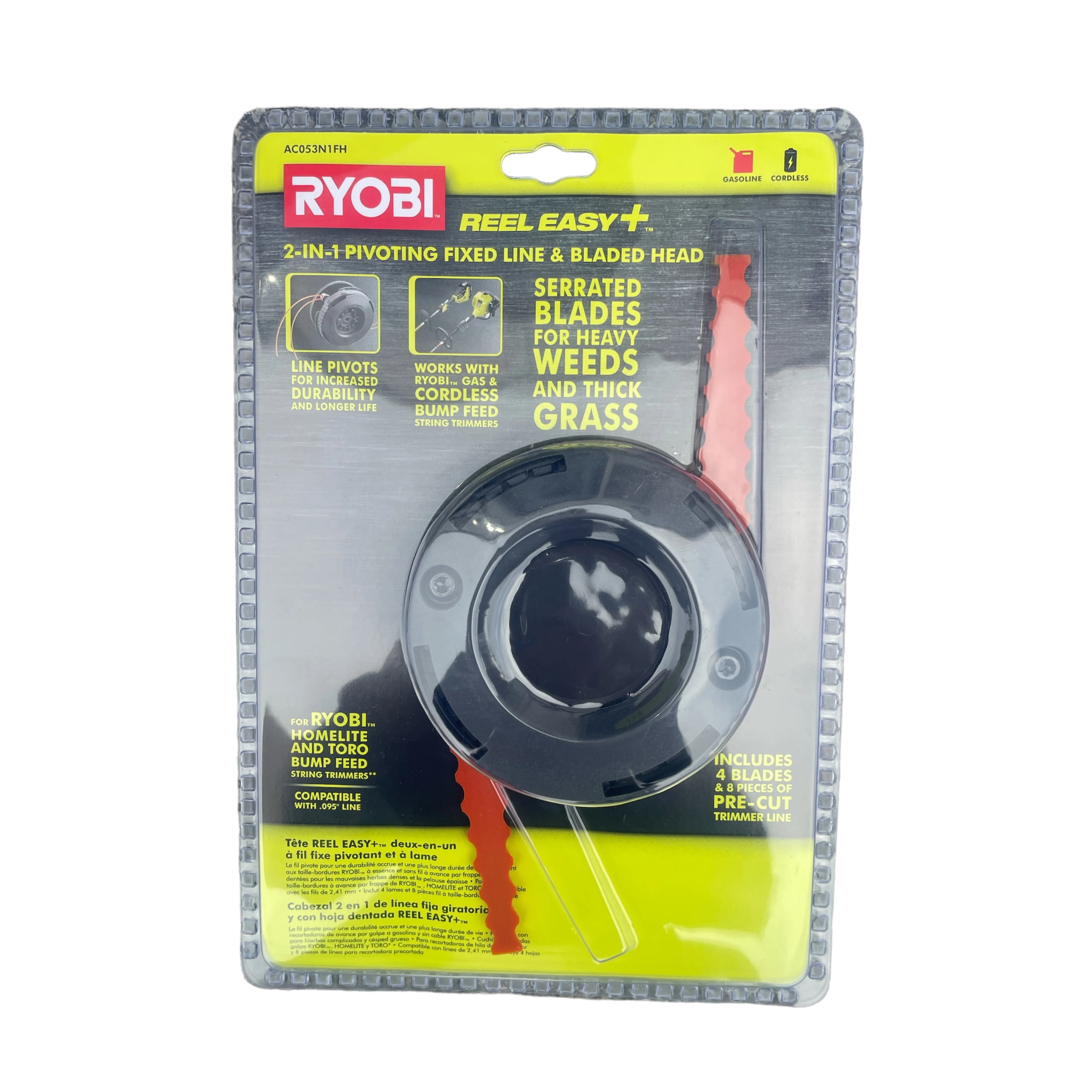 RYOBI REEL EASY+ 2in1 Pivoting Fixed Line and Bladed Head for Bump