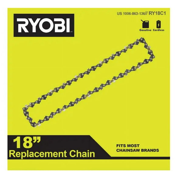 RYOBI RY18C1 18 in. 0.050-Gauge Replacement Full Complement Standard Chainsaw Chain, 62 Links (Single-Pack)