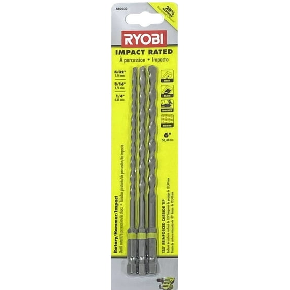 RYOBI SpeedLoad Plus Carbide-Tipped Masonry Bit Set (3-Piece)