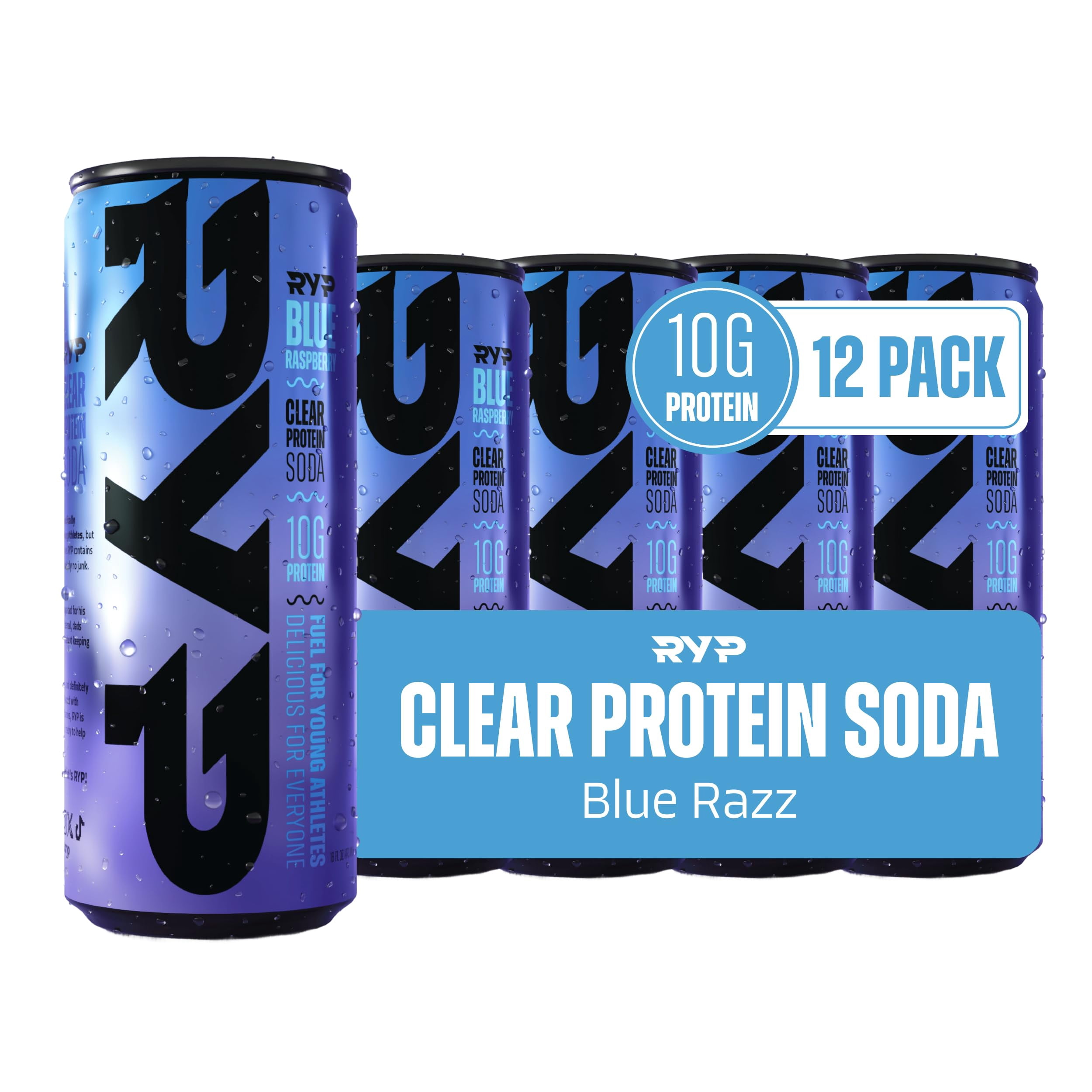 RYP Blue Razz Clear Protein Soda Drinks Ready to Drink, 10g Protein, 12 ...