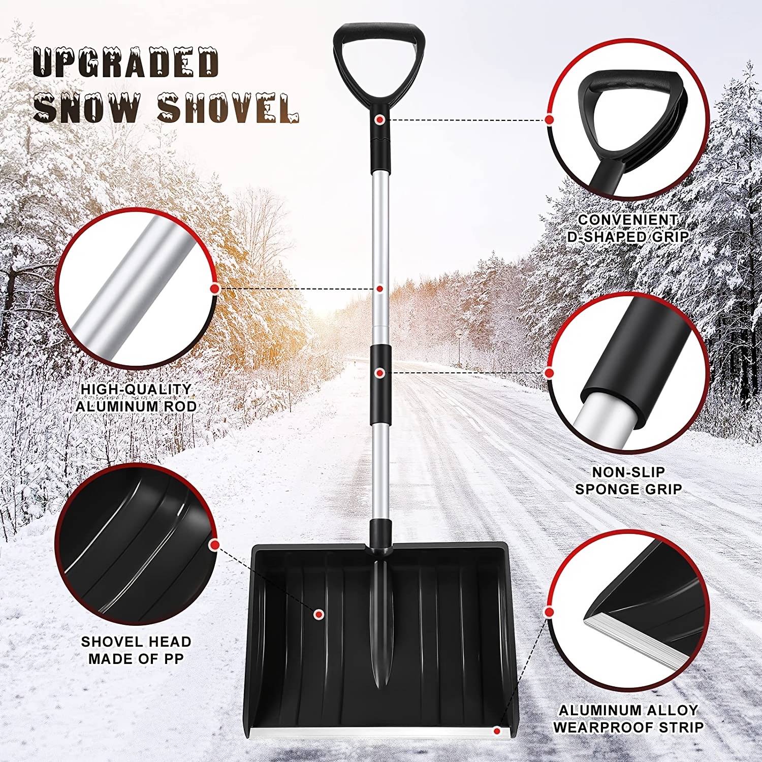 Off Snow Button RYPFOEWBN Retractable snow removal artifact, non-slip D-shaped handle ...
