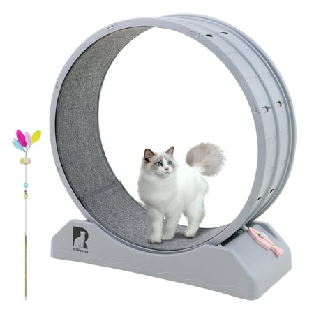 RYPetmia 31.5" Large Cat Treadmill with Locking,Cat Exercise Running Wheel with Carpeted Runway(Gray)