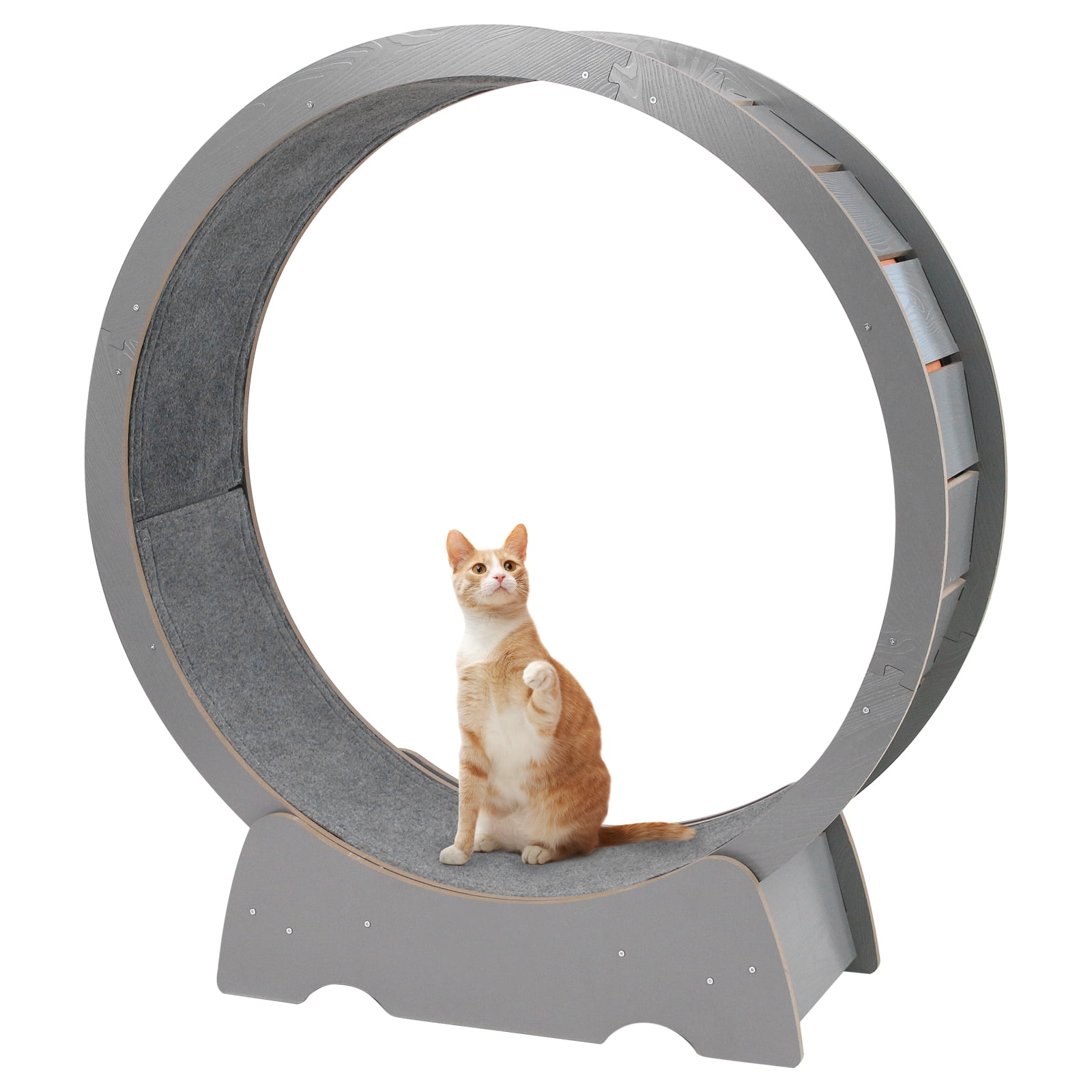 RYPetmia 35" Cat Treadmill, Cat Wheel Exerciser with Carpeted Runway,Suitable for Physical Activity Teaser Cat Toys,Wood(Gray)