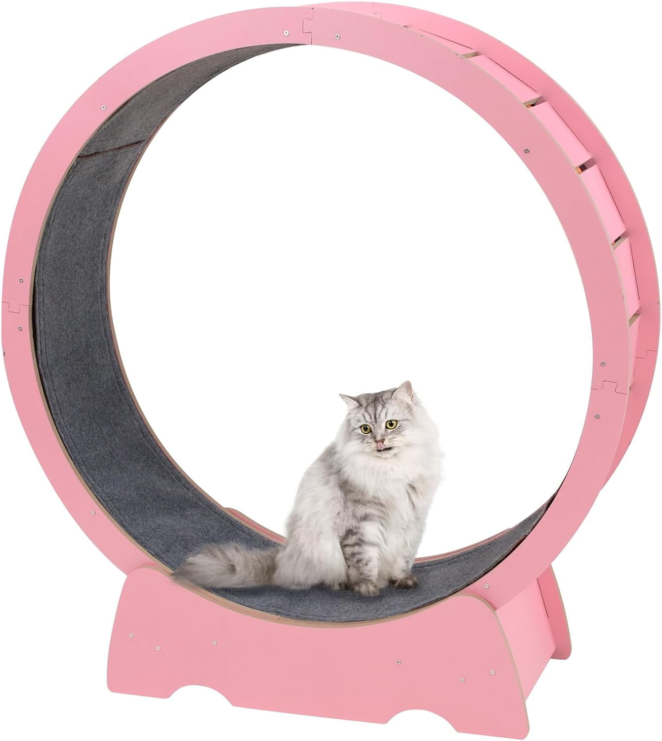 RYPetmia 35" Cat Treadmill, Cat Wheel Exerciser with Carpeted Runway,Suitable for Physical Activity Teaser Cat Toys(Wood)