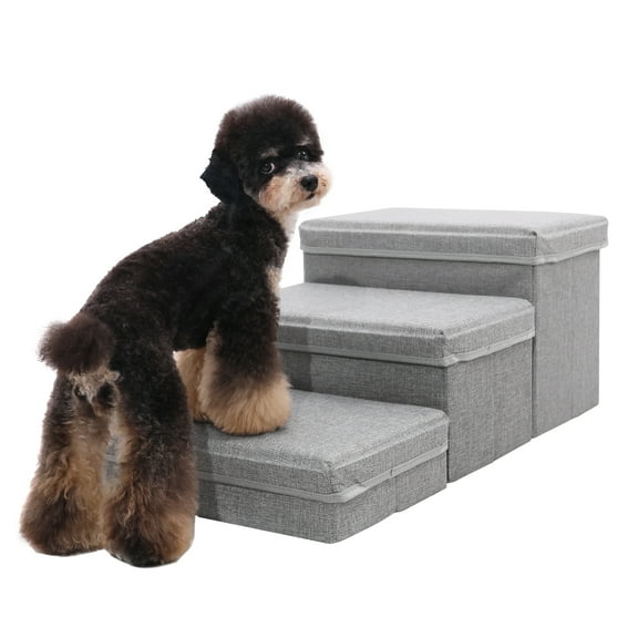 RYPetmia Pet Stairs Step Ramp,3 Stairs Folding Storage Stepper Pet Ladder for Dogs and Cats