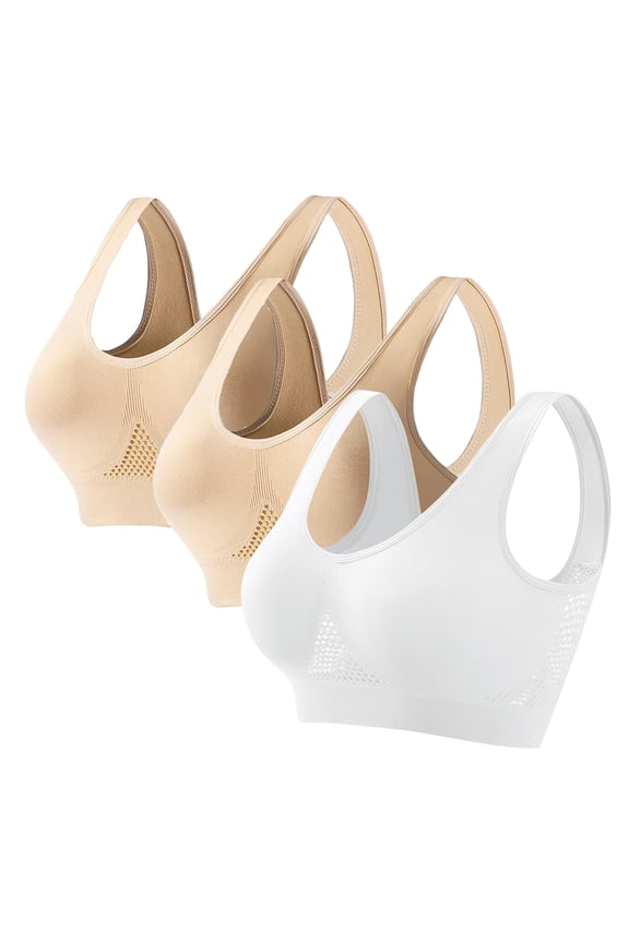 2 Pack/3 Pack Sports Bras for Women Wirefree Mesh Breathable Underwear with Pads Push up Bra Plus Size High Support Yoga Bras