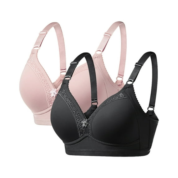 RYRJJ 2 Pack Women's Bras Wireless Full Coverage Plus Size Minimizer Non Padded Comfort Soft Bra Soft Cotton Push Up Everyday Bras