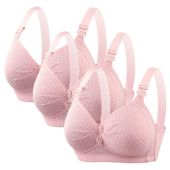 RYRJJ 3 Pack Bras for Women Full Cup Support No Underwire Seamless Wireless Breathable Everyday Bras Comfy Cotton Push Up Bra