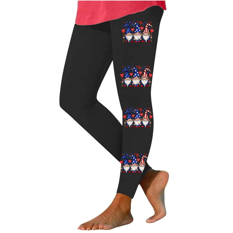 RYRJJ 4th of July Leggings for Women High Waisted Patriotic Holiday Yoga Pants Funny Gnome American Flag Print Stretchy Leggings Walmart