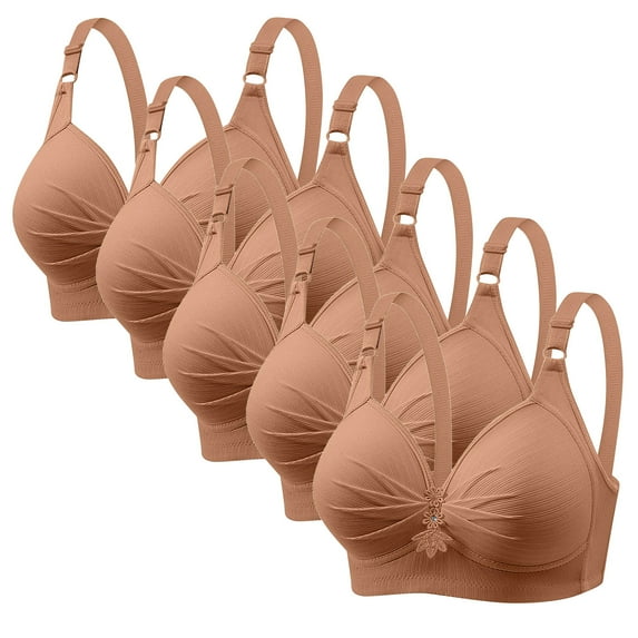 RYRJJ 5 Pack Bras for Women Full Support No Underwire Seamless Wireless Breathable Everyday Bras Plus Size Push Up Bra