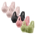 thumbnail image 1 of RYRJJ 5 Pack Womens Daisy Bra Front Closure Sports Bras Plus Size Full Coverage Comfor Easy Close Bra Front Snap Button Everyday Bra, 1 of 8