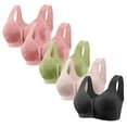 thumbnail image 1 of RYRJJ 5 Pack Womens Daisy Bra Front Closure Sports Bras Plus Size Full Coverage Comfor Easy Close Bra Front Snap Button Everyday Bra, 1 of 8