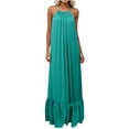 thumbnail image 1 of RYRJJ Backless Cami Dresses for Women Summer Casual Spaghetti Strap Beach Vacation Dress Sleeveless Ruffle Flowy Maxi Long Sundress with Back Tie(Sky Blue,XXL), 1 of 7