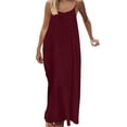 thumbnail image 1 of RYRJJ Backless Cami Dresses for Women Spaghetti Strap Lounge Dress Sleeveless Crewneck Loose Fit Flowy Boho Long Sundress with Back Tie(Wine,XL), 1 of 8